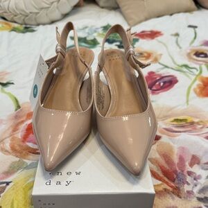 a new day Blush Patent Pointed-Toe Slingback Mules